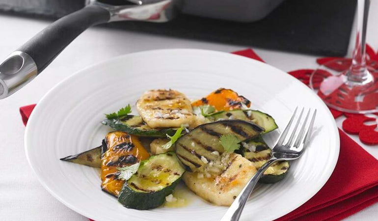 Lemon and Garlic Vegetables with Halloumi Cheese