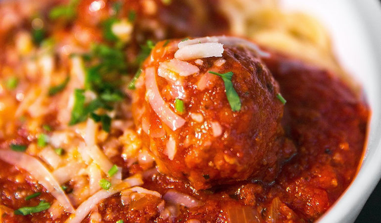 Pork & Veal Meatballs In A Spicy Tomato Sauce