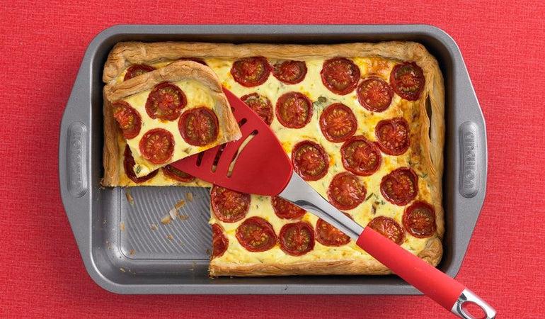 Roasted Tomato, Ricotta, Red Pepper and Basil Puff Pastry Tart