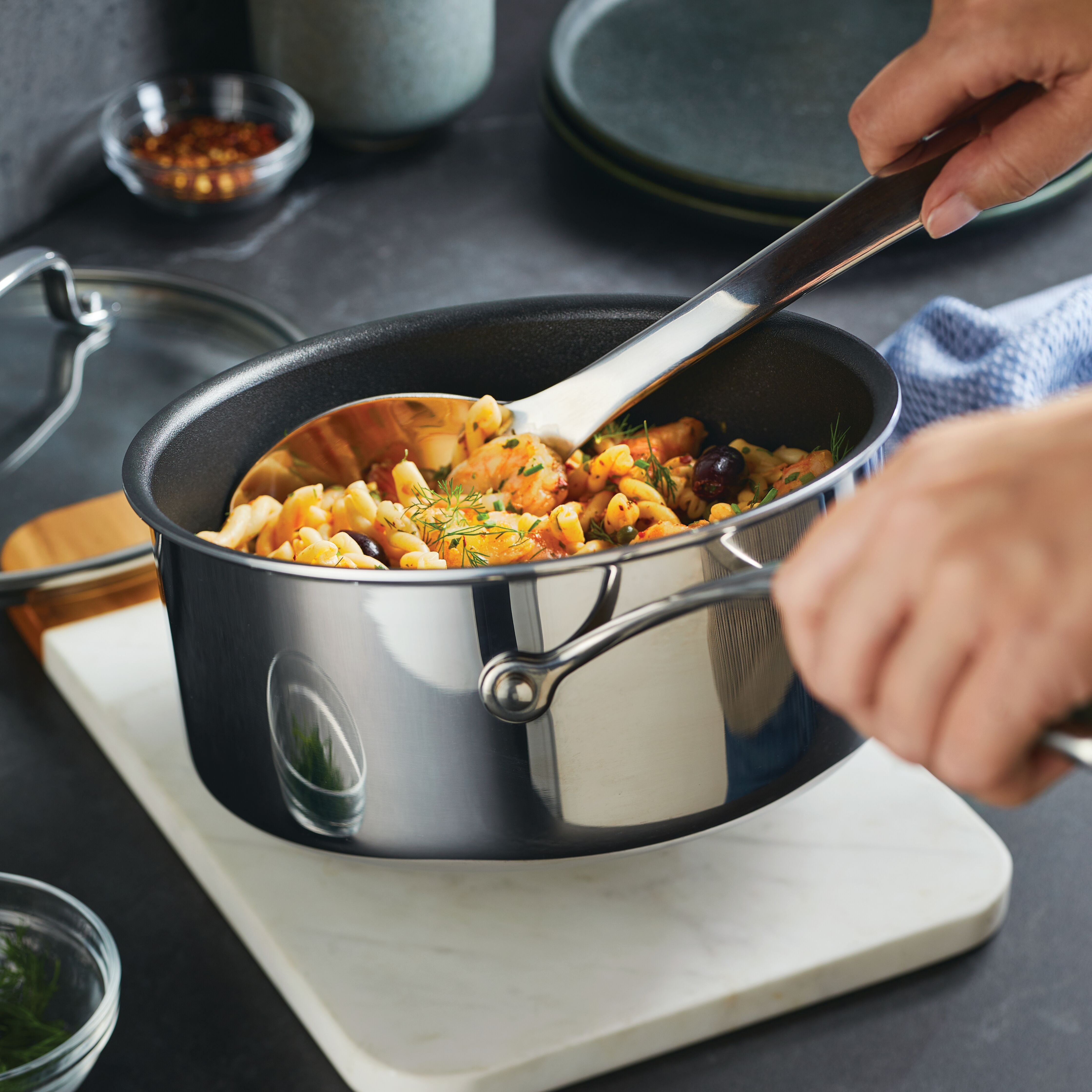 ScratchDefense Multi-Layer Stainless Steel Extreme Non-Stick Induction Saucepans - 2 Sizes