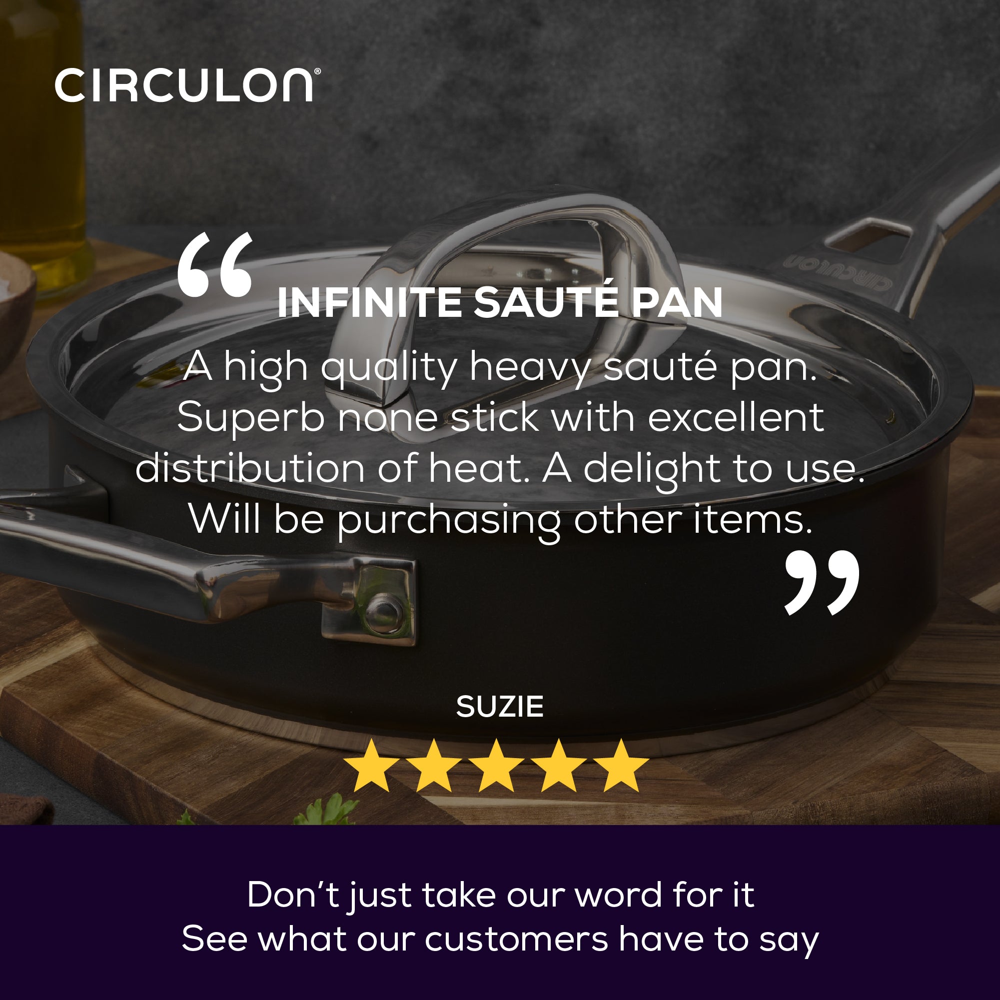 Infinite Non-Stick Induction Sauté Frying Pan & Lid - 24cm