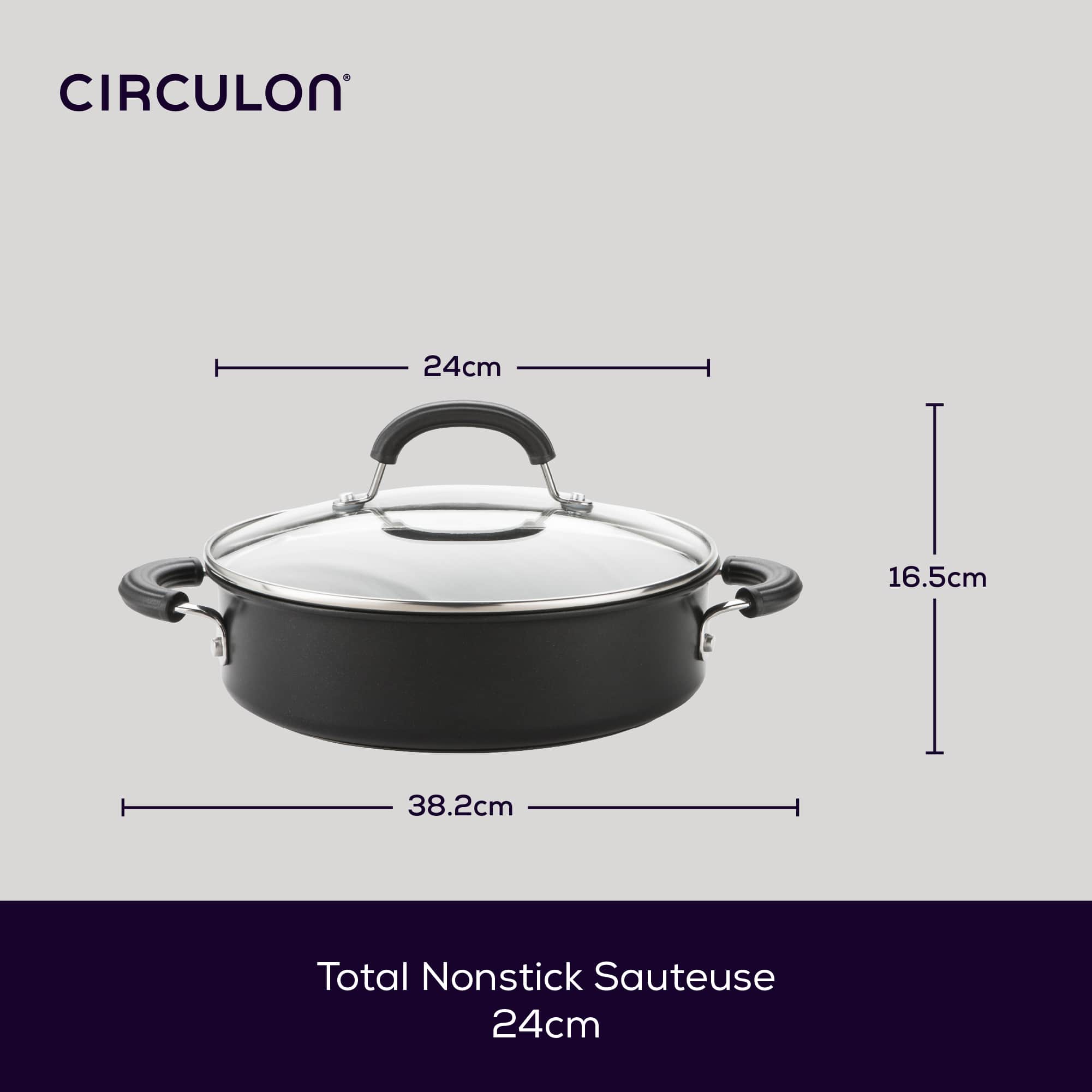 Total Non-Stick Induction Shallow Casserole & Lid - 2.8L