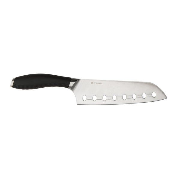 Product image of 7" Santoku Knife with sharp Japanese steel blade.