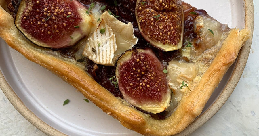 Fig, goats cheese & onion tart