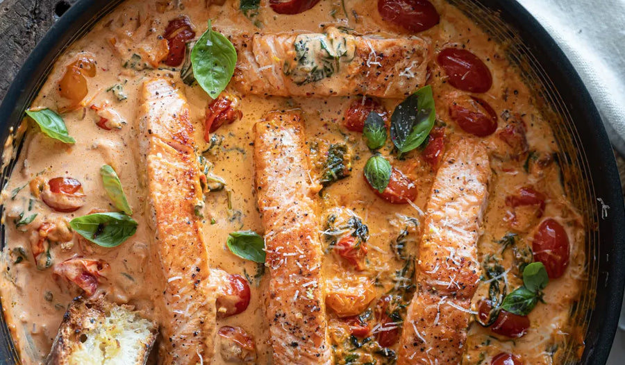 Pan-Roasted Salmon with Creamy Tomato Sauce in Circulon Pan