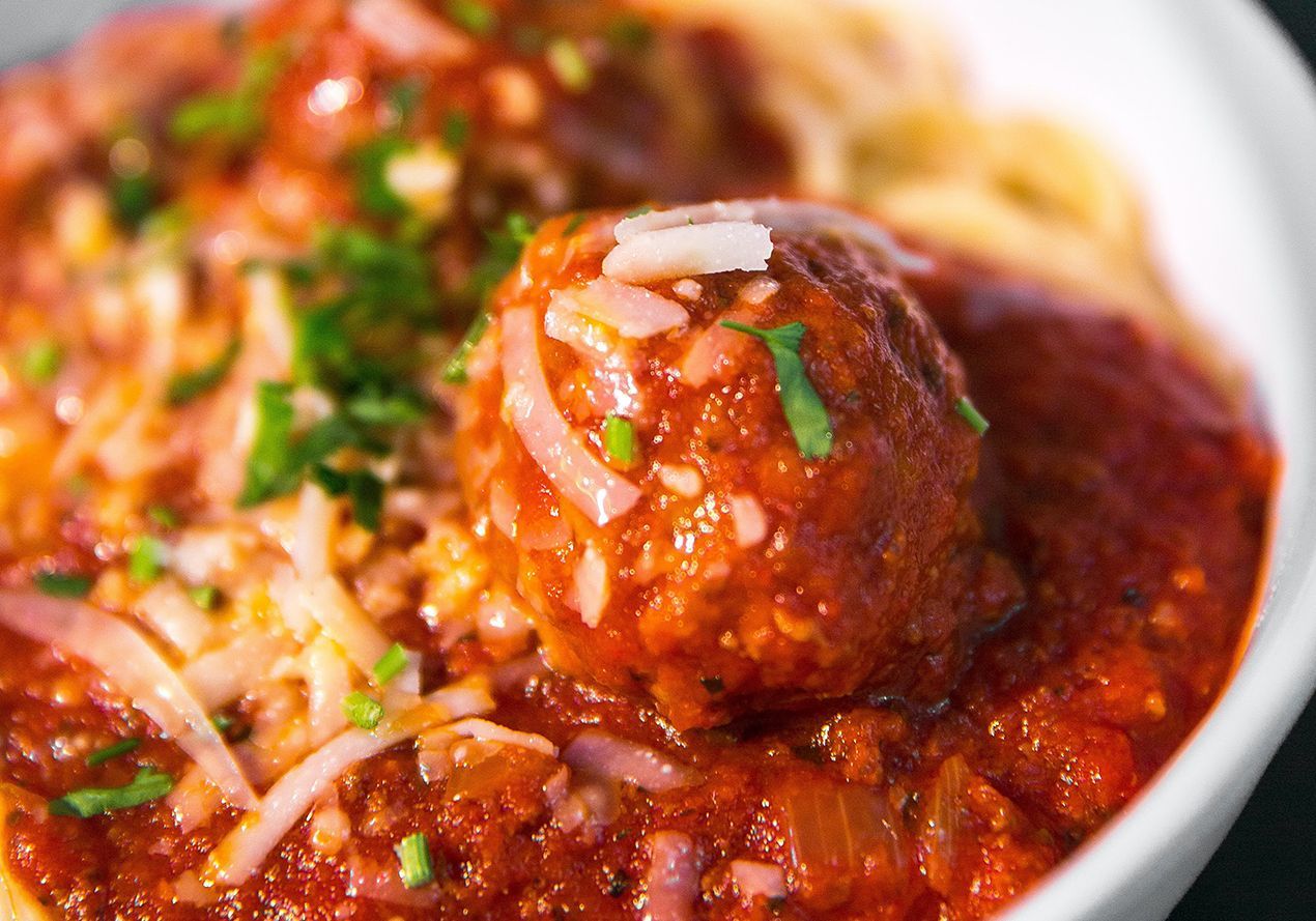 Pork & Veal Meatballs In A Spicy Tomato Sauce