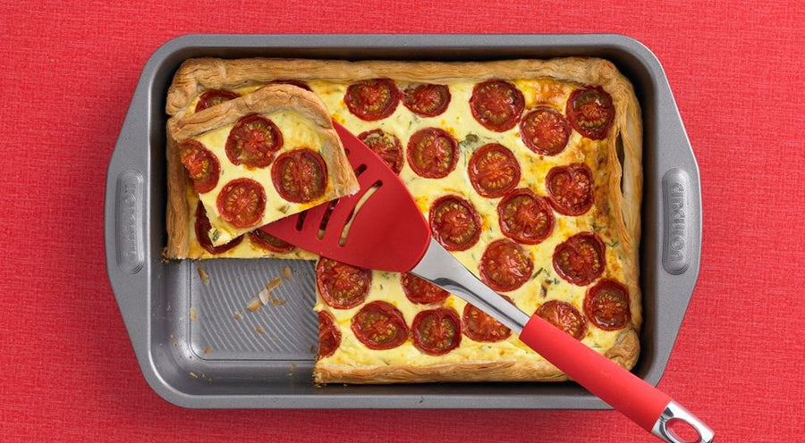 Roasted Tomato, Ricotta, Red Pepper and Basil Puff Pastry Tart