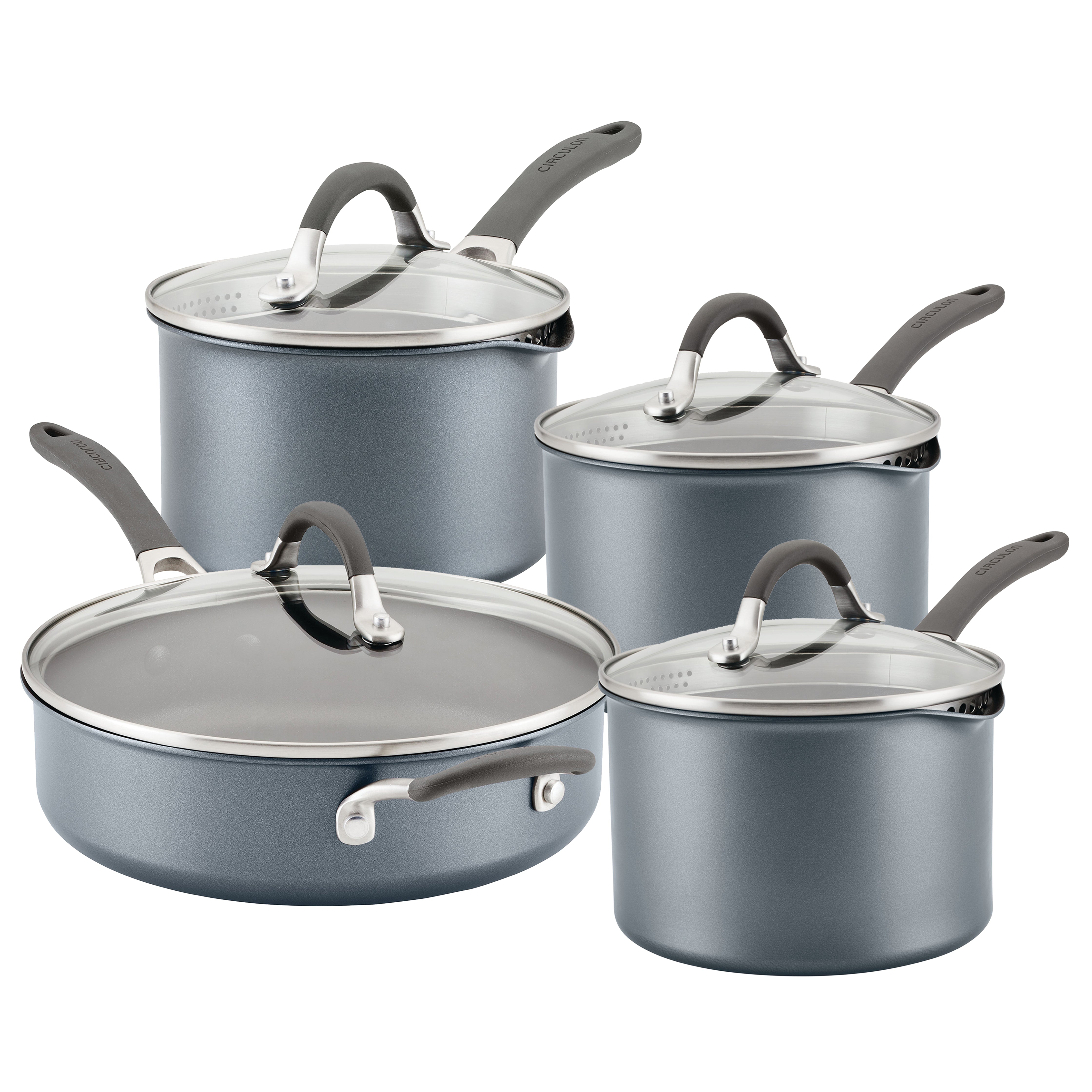 ScratchDefense Extreme Non Stick Sauté Pan & Straining Saucepans & Lids 4 Pieces