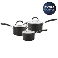 Total Long Lasting Non-Stick Induction Saucepan & Lid Set - 3 Pieces