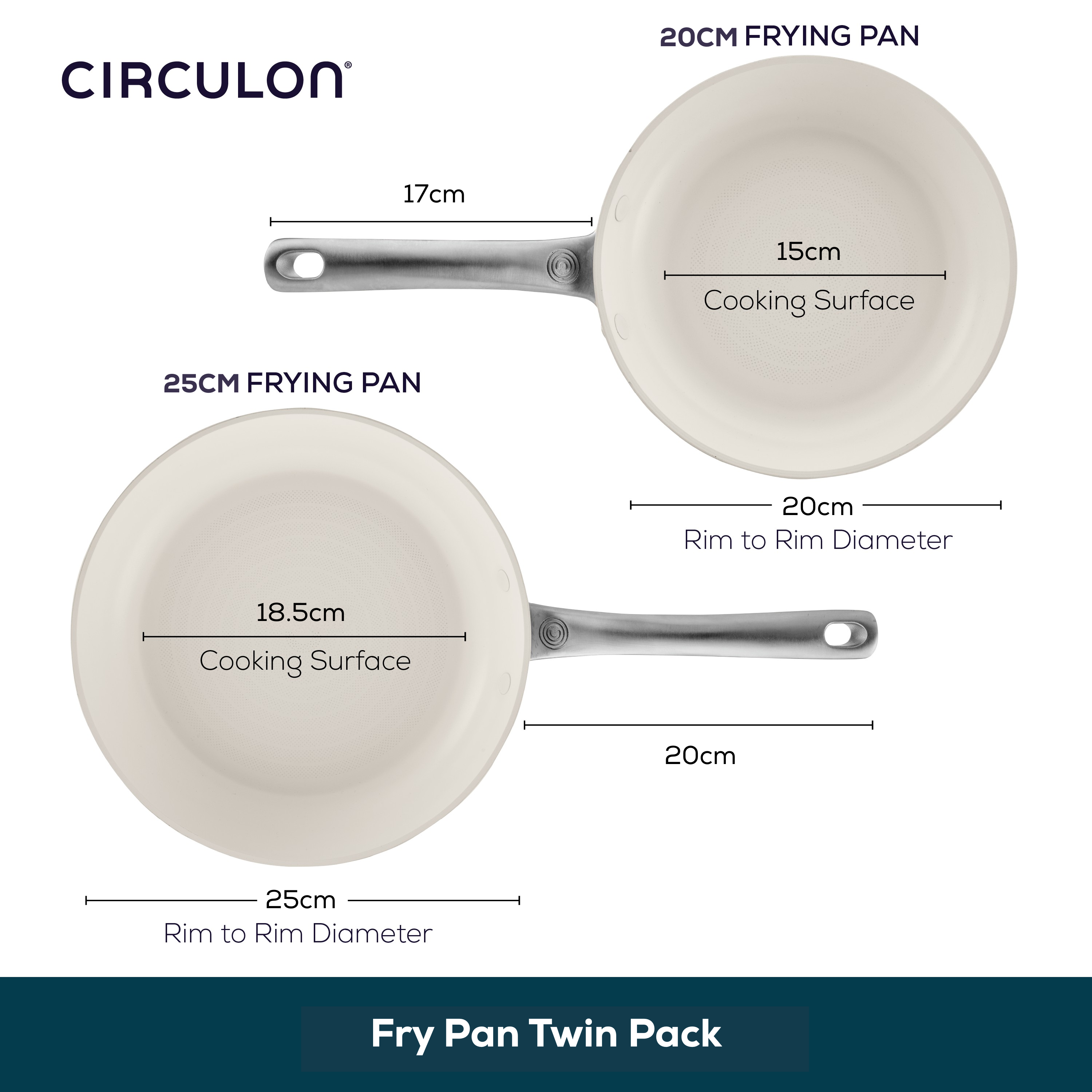 Halo LaserDefense™ Non-Stick Ceramic Frying Pan Twin Set - 20cm & 25cm