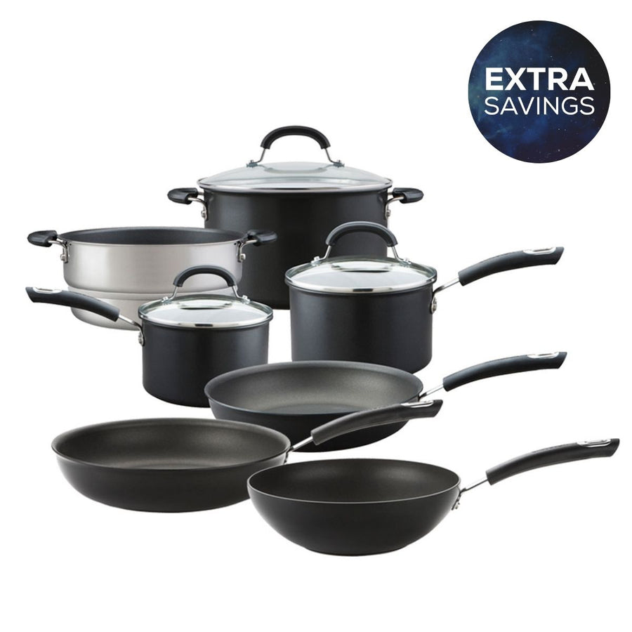 Total Non-Stick Induction Frying Pan, Wok, Saucepan & Steamer Complete Pan Set - 7 Pieces