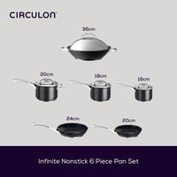 Infinite Non-Stick Induction Skillet, Saucepan & Wok Pan Set - 6 Pieces