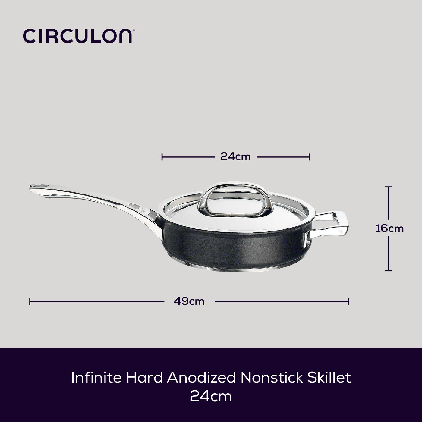 Infinite Non-Stick Induction Sauté Frying Pan & Lid - 24cm