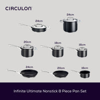 Infinite Ultimate Non-Stick Induction Saucepan, Skillet & Sauté Complete Pan Set - 8 Pieces