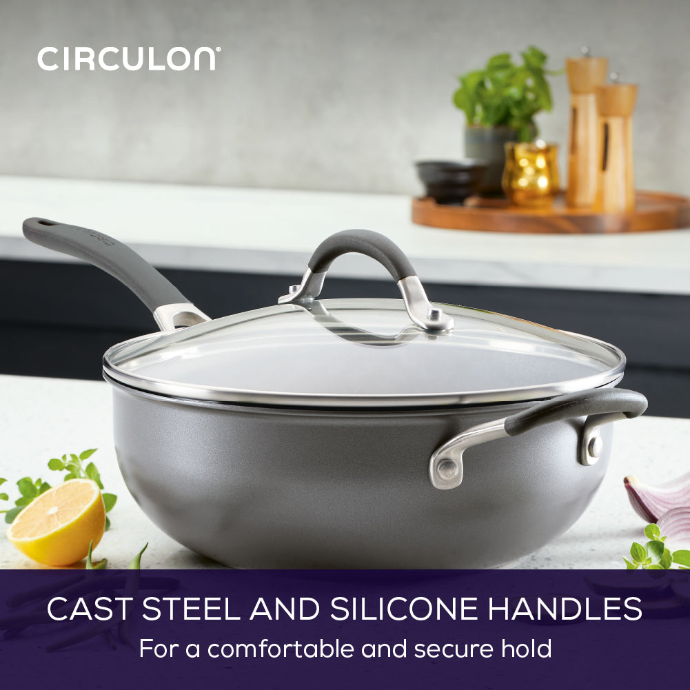 ScratchDefense Extreme Non-Stick Chef's Pan & Lid with Helper Handle - 4.2L