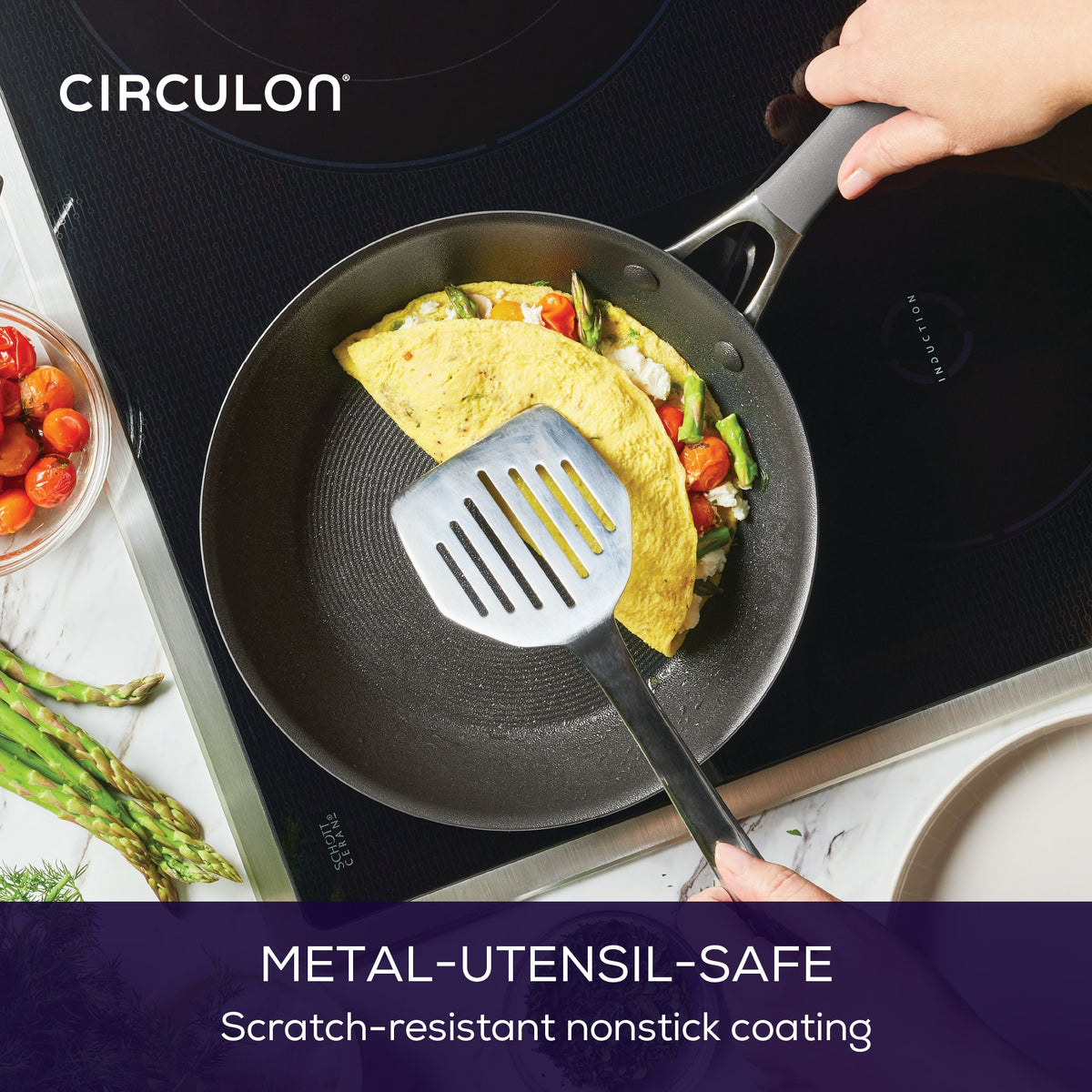 ScratchDefense Extreme Non-Stick Induction Large Frying Pan Set