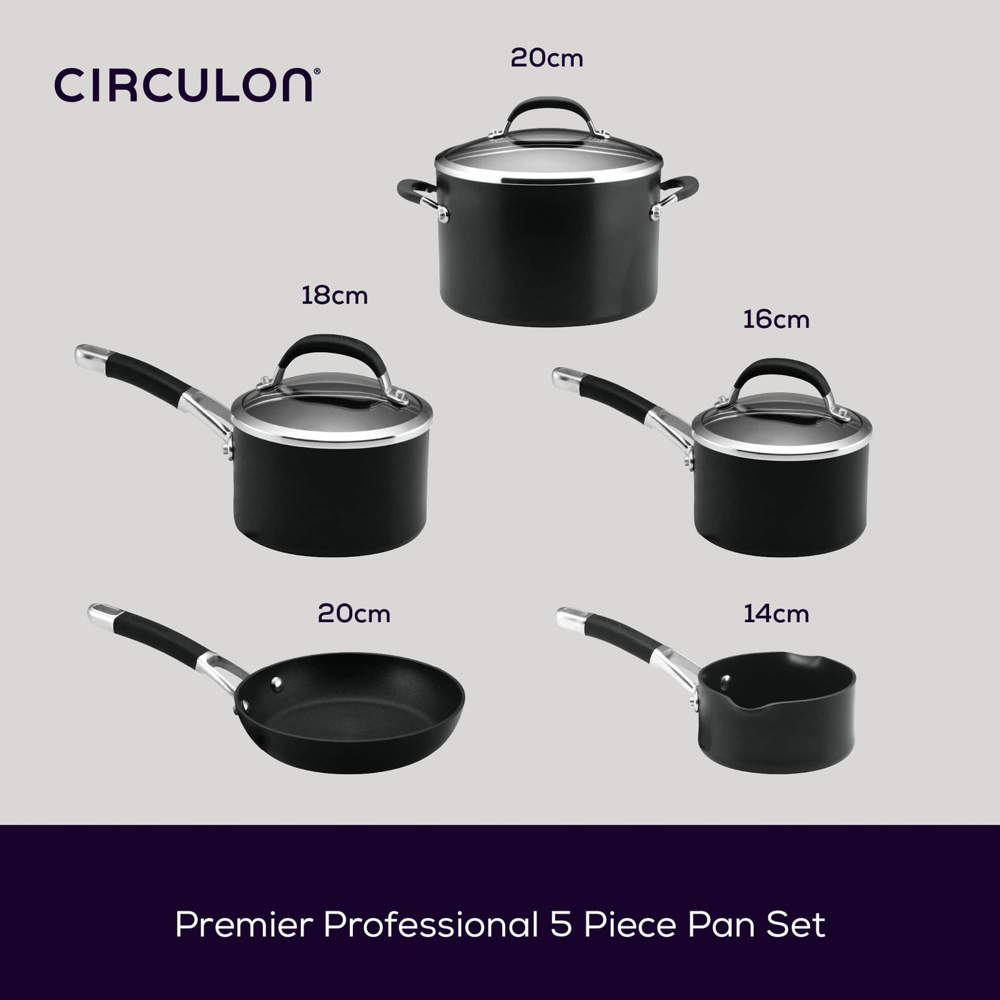 Premier Professional 5 Piece Pan Set  Contents
