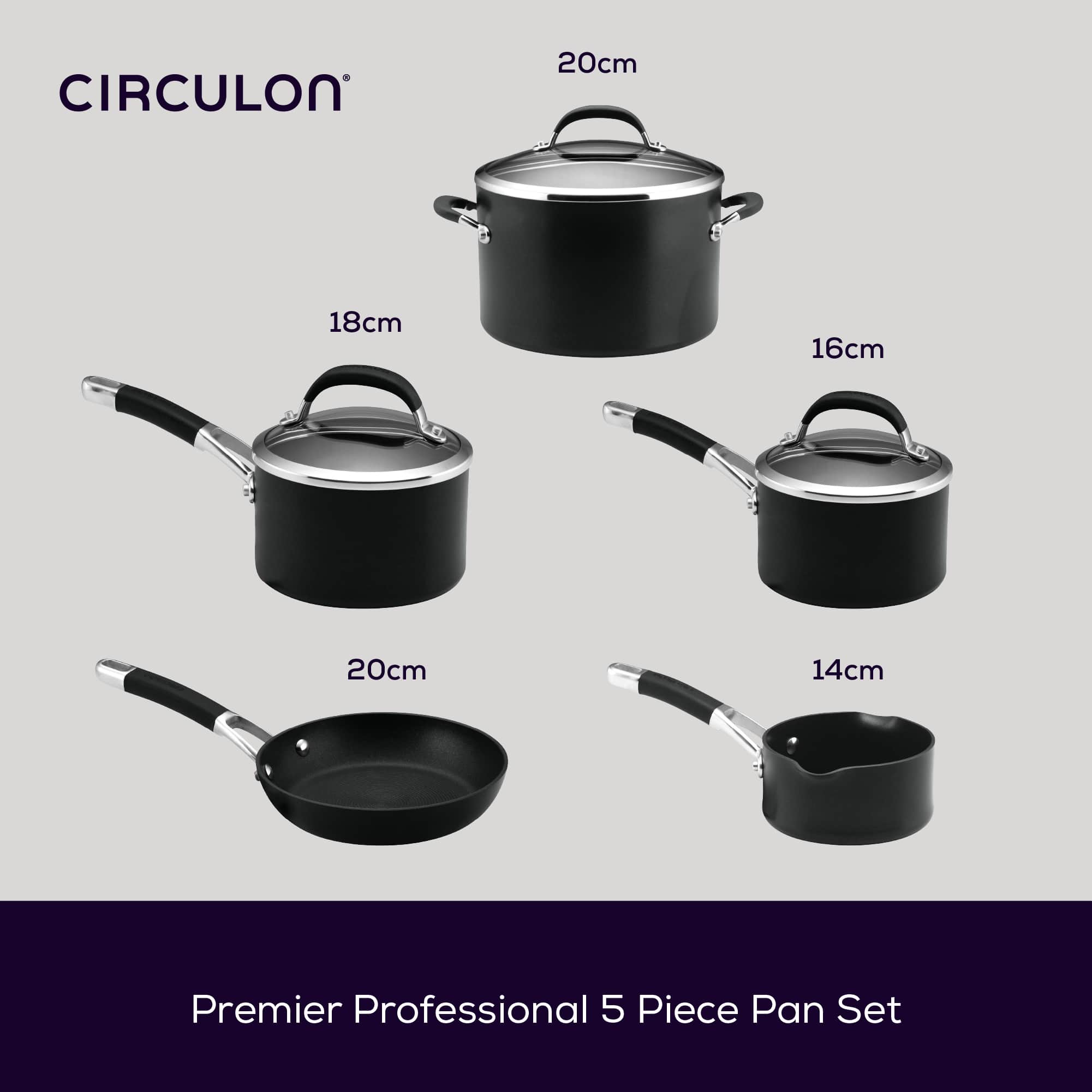 Premier Professional 5 Piece Pan Set  Contents