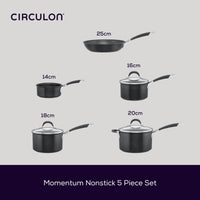 Momentum Non-Stick Induction Saucepan, Skillet & Milk Pan Family Set - 5 Pieces