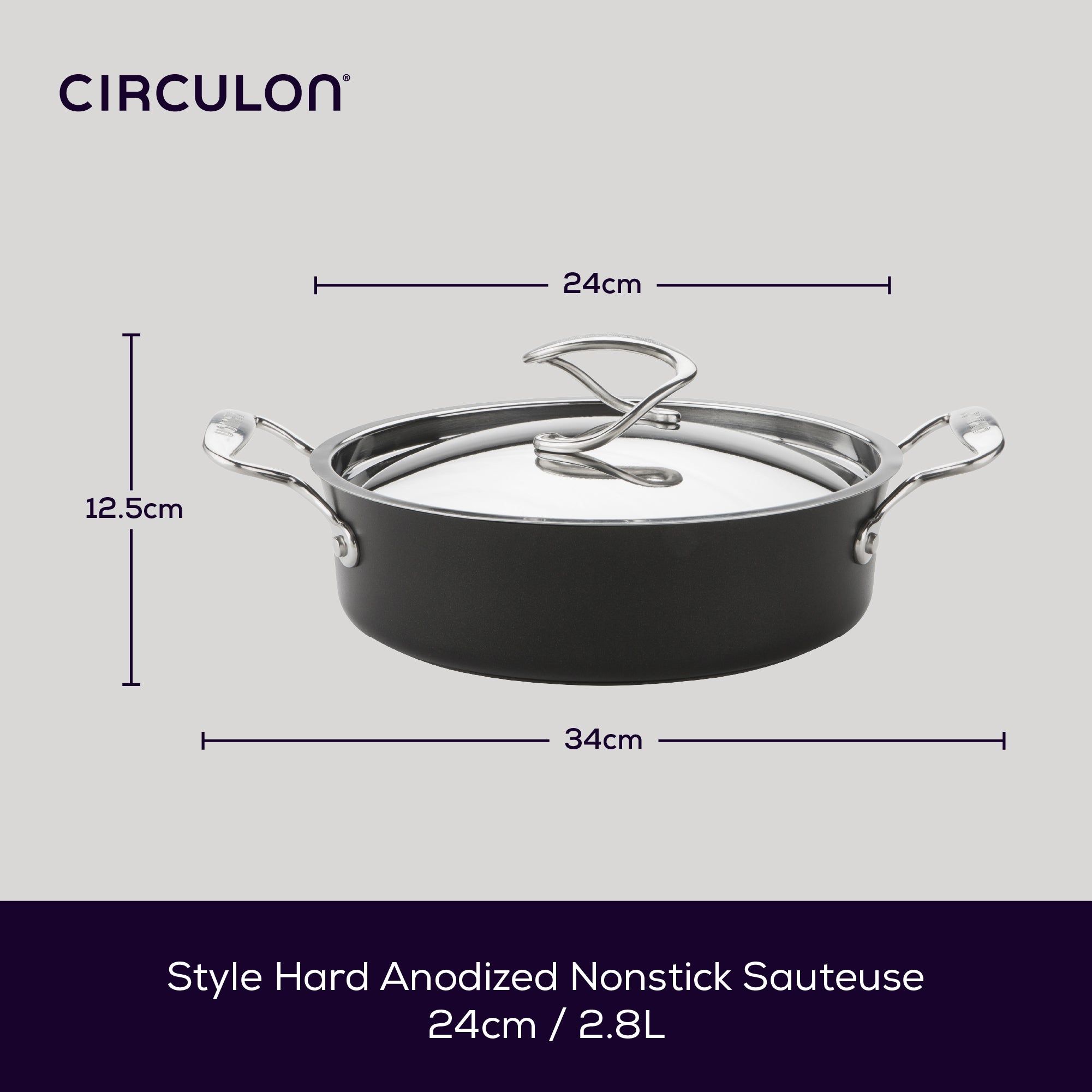 Style Non-Stick Induction Sauté Pan & Lid - 2 Sizes