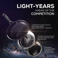 ScratchDefense Multi-Layer Stainless Steel Extreme Non-Stick Saucepan & Frying Pan Set - 3 Pieces