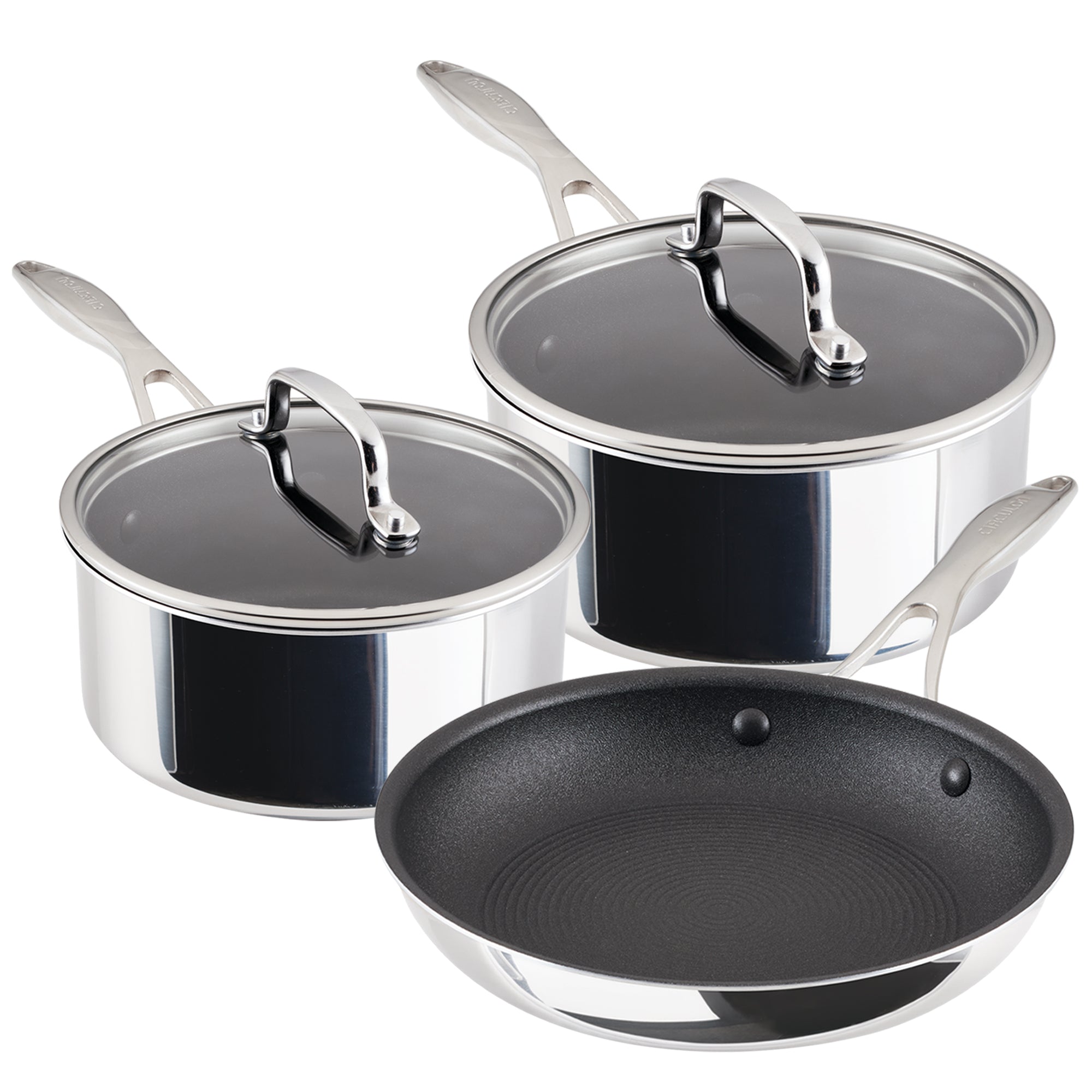 ScratchDefense Layer Stainless Steel Extreme Non Stick Saucepan & Frying Pan Set 3 Pieces