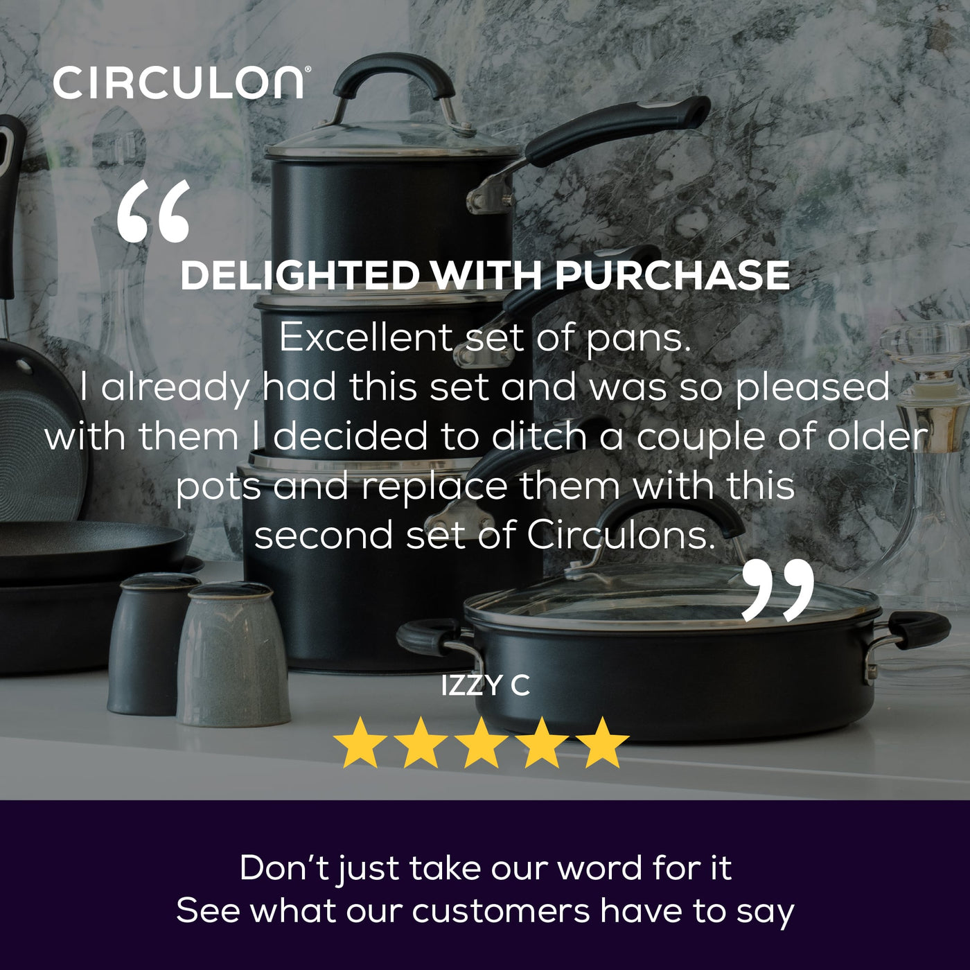Total Long Lasting Non-Stick Induction Saucepan & Lid Set - 3 Pieces