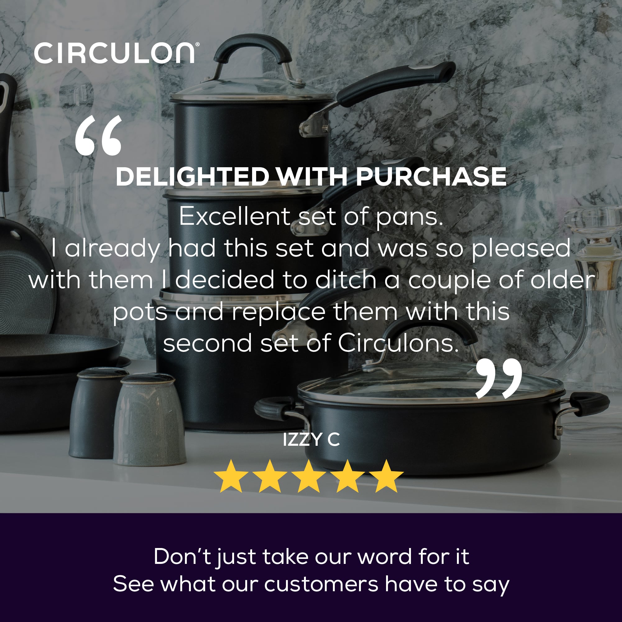 Total Long Lasting Non-Stick Induction Saucepan & Lid Set - 3 Pieces