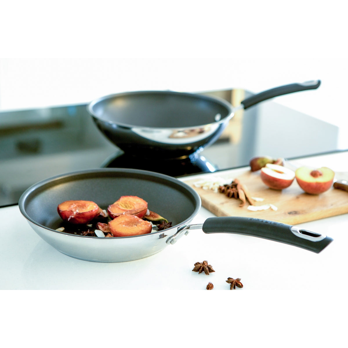 Total Non-Stick Stainless Steel Skillet, Saucepan & Lid Pan Set - 4 Pieces