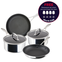 Ensemble de poêles et casseroles antiadhésives en acier inoxydable multicouche ScratchDefense - 4 pièces