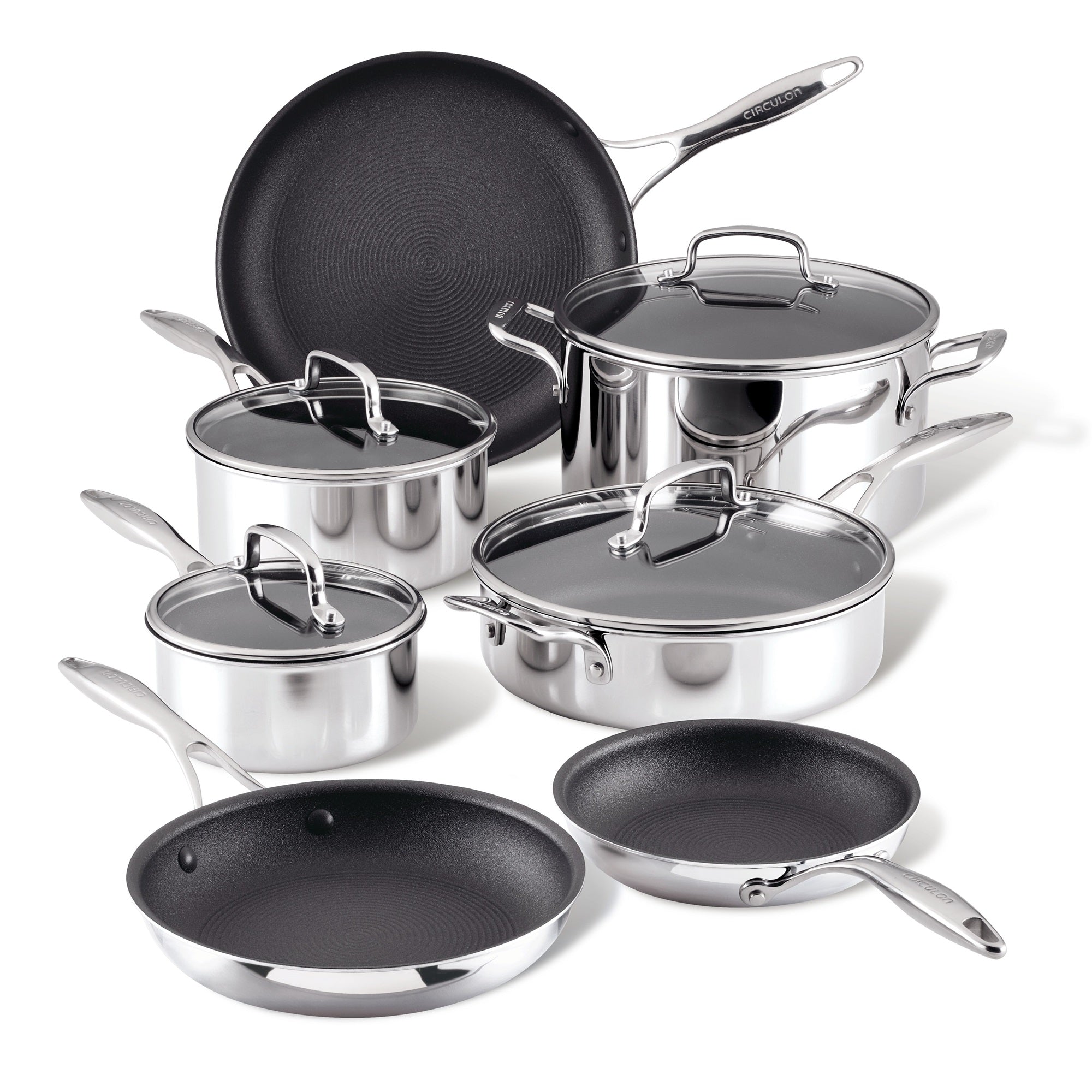 ScratchDefense Layer Stainless Steel Extreme Non Stick Complete Pan Set 7 Pieces