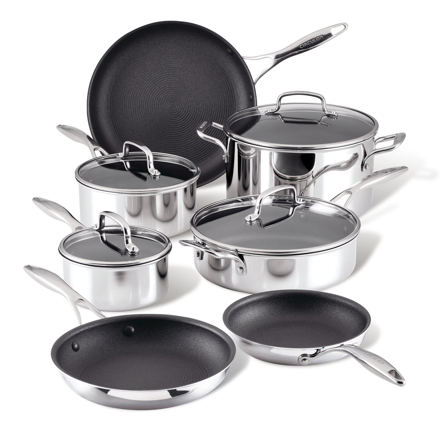 ScratchDefense Multi-Layer Stainless Steel Extreme Non-Stick Complete Pan Set - 7 Pieces