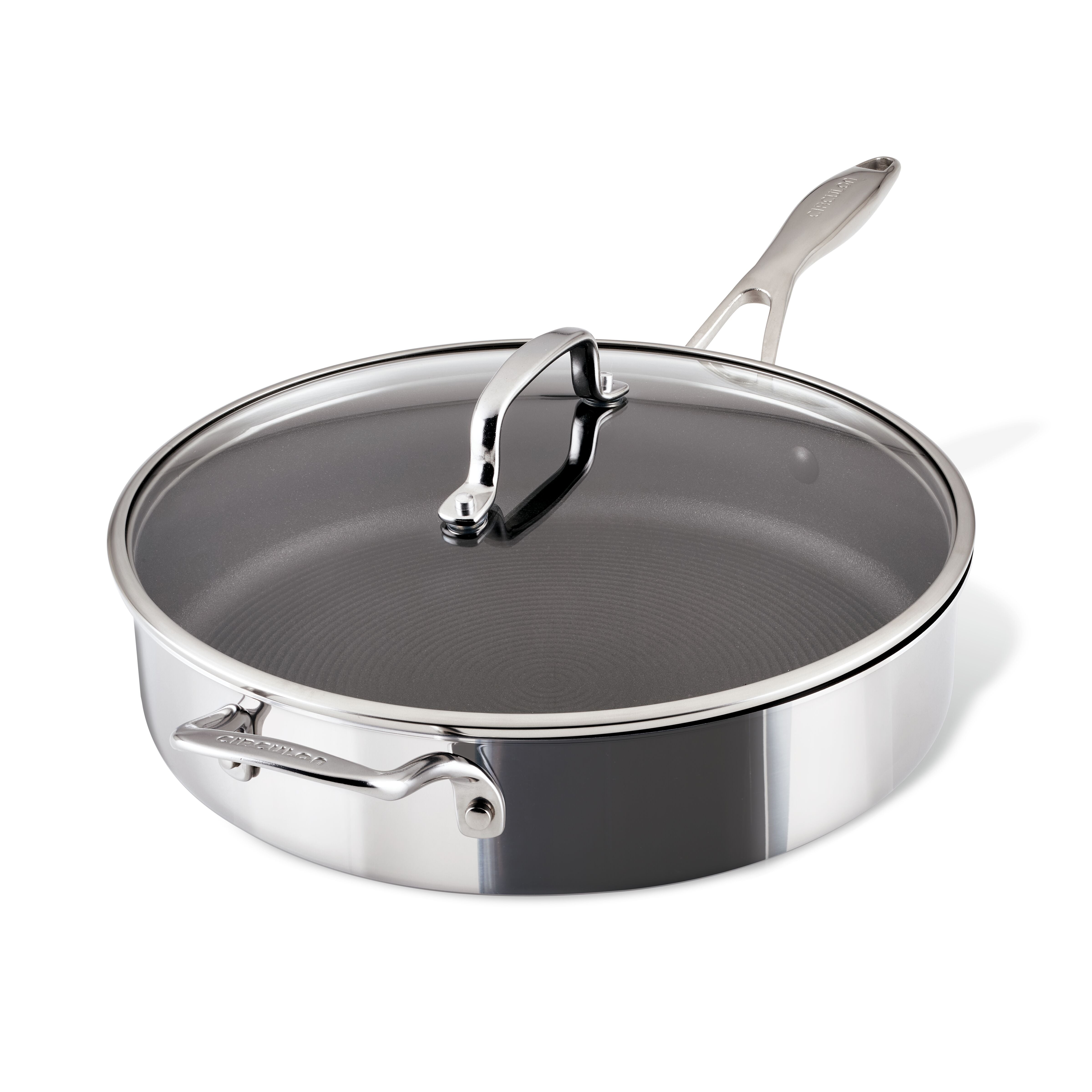 ScratchDefense Layer Stainless Steel Extreme Non Stick Sauté Pan & Lid Helper Handle