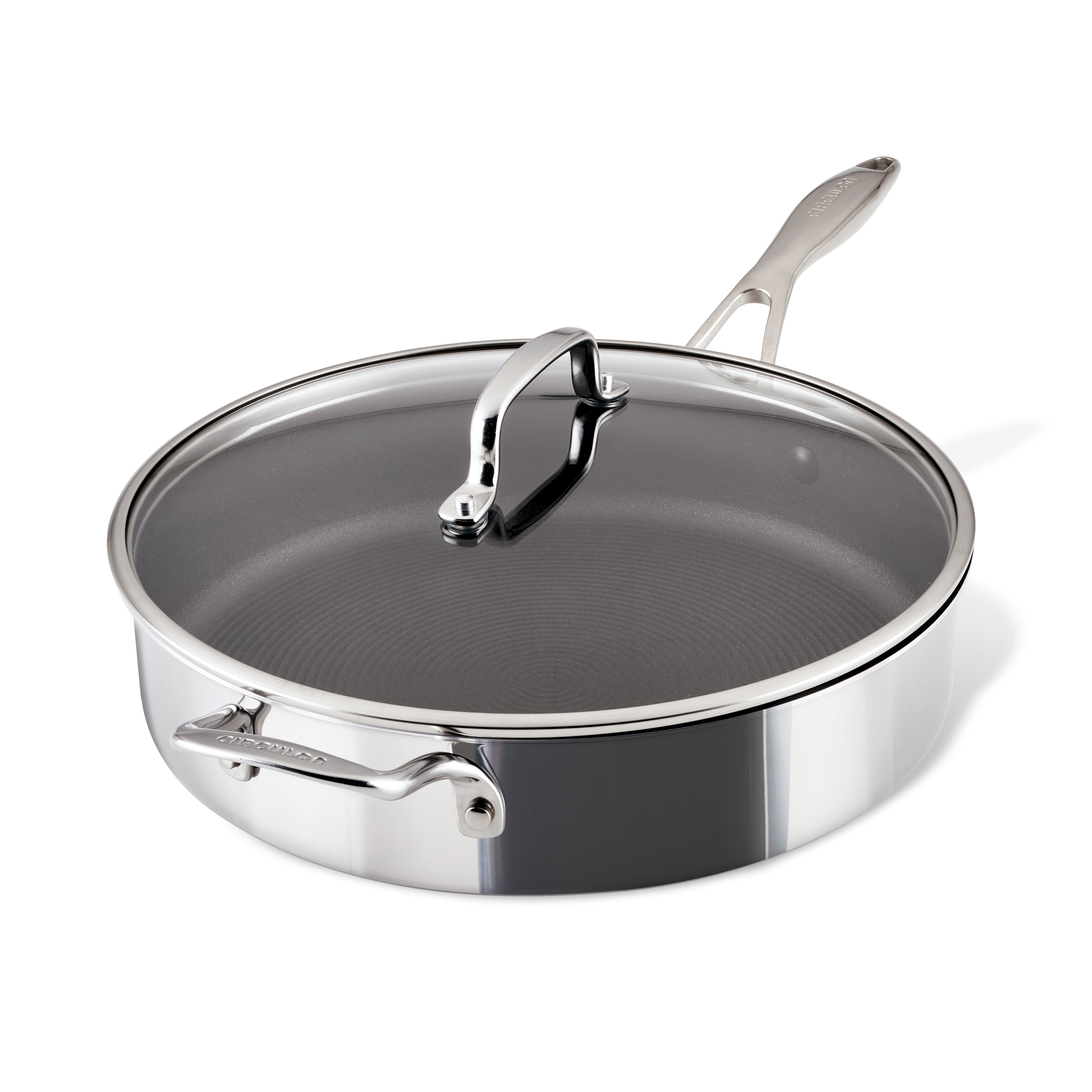 ScratchDefense Multi-Layer Stainless Steel Extreme Non-Stick Sauté Pan & Lid with Helper Handle - 4.7L