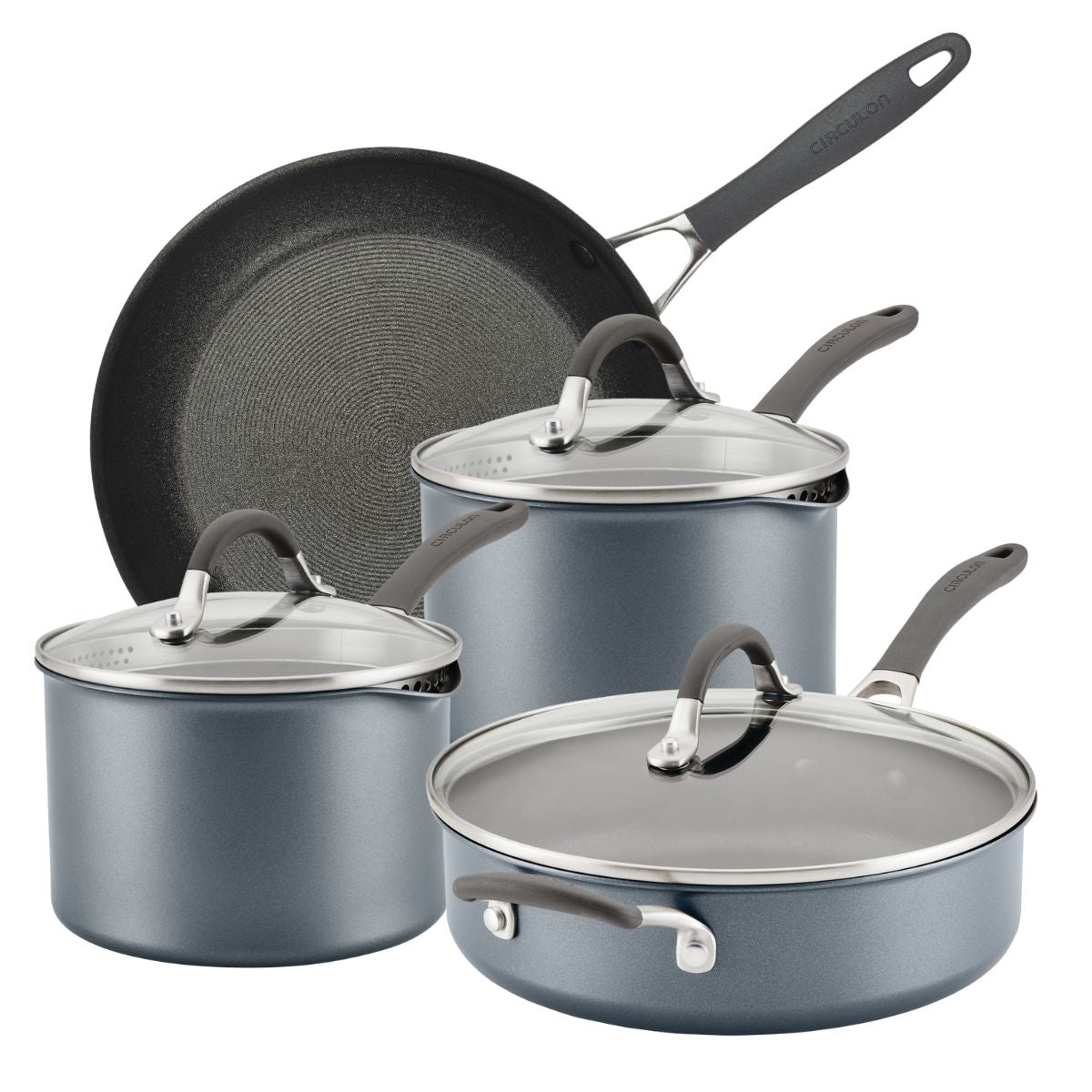 ScratchDefense Extreme Non Stick Sauté Pan Frying Pan & Straining Saucepans & Lids 4 Pieces