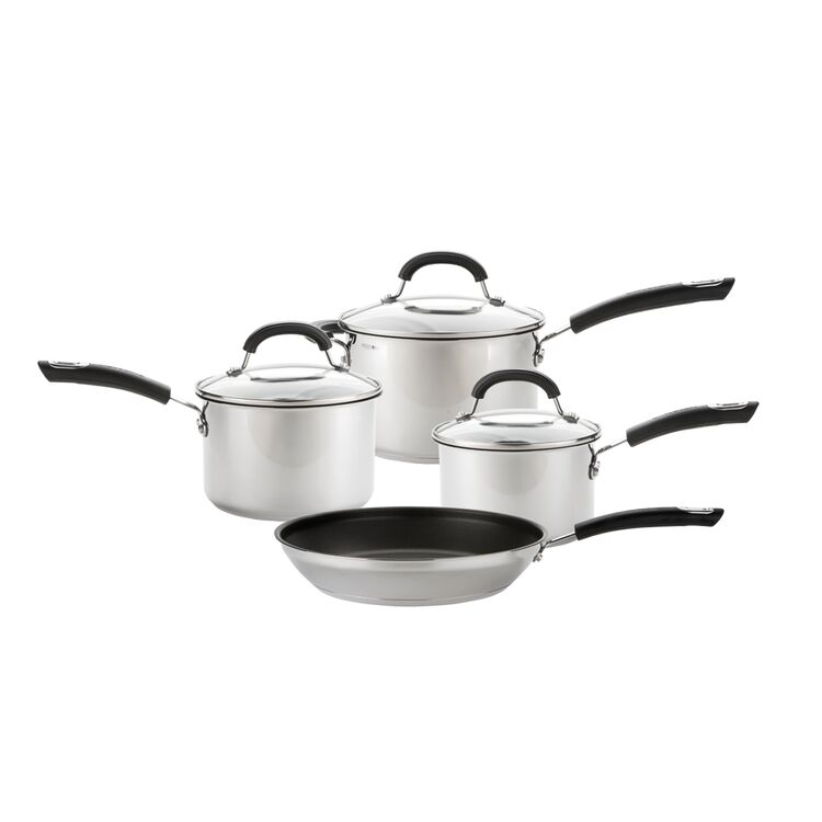 Total Non-Stick Stainless Steel Skillet, Saucepan & Lid Pan Set - 4 Pieces