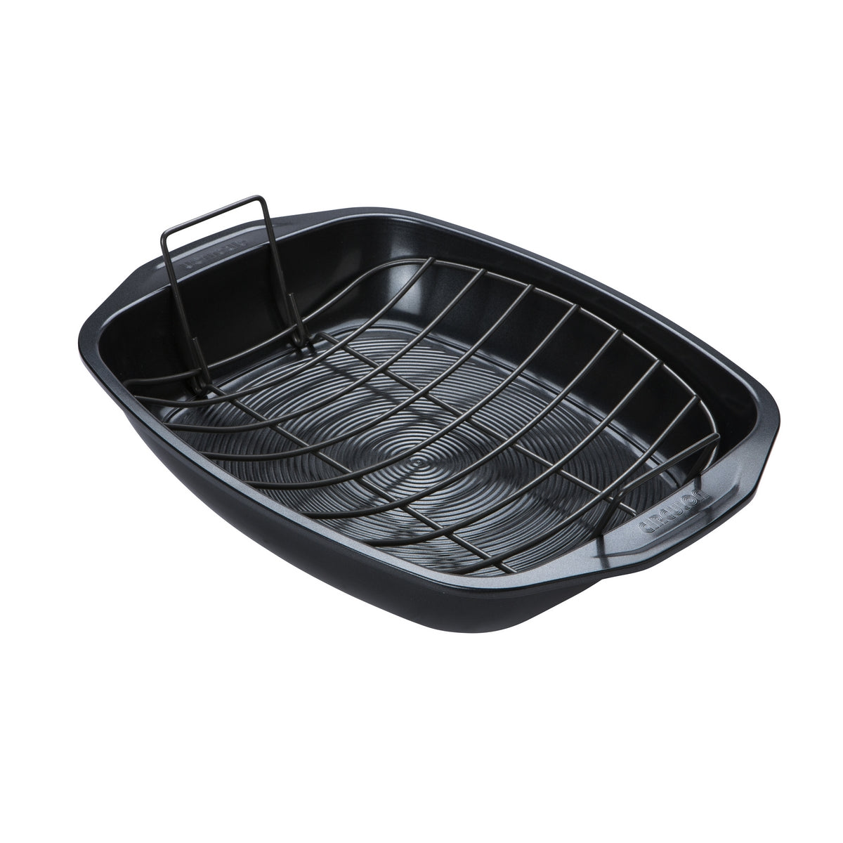 Deep non-stick roasting tin with tray.