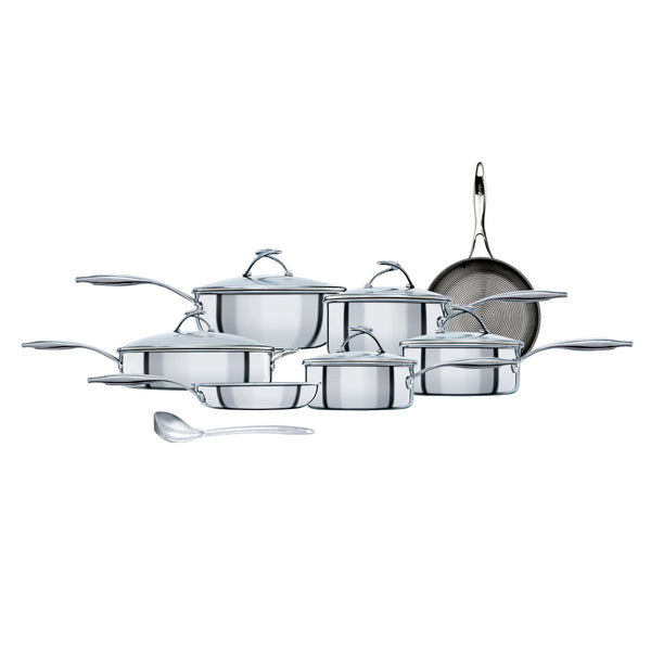 SteelShield™ Hybrid Non-Stick Frying Pan, Saucepan, Chef's Pan, Sauté Pan & Utensil Set - 7 Pieces
