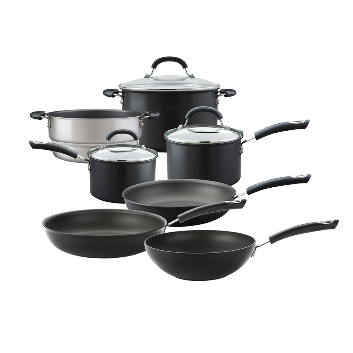 Total Non Stick Induction Frying Pan Wok Saucepan & Steamer Complete Pan Set 7 Pieces
