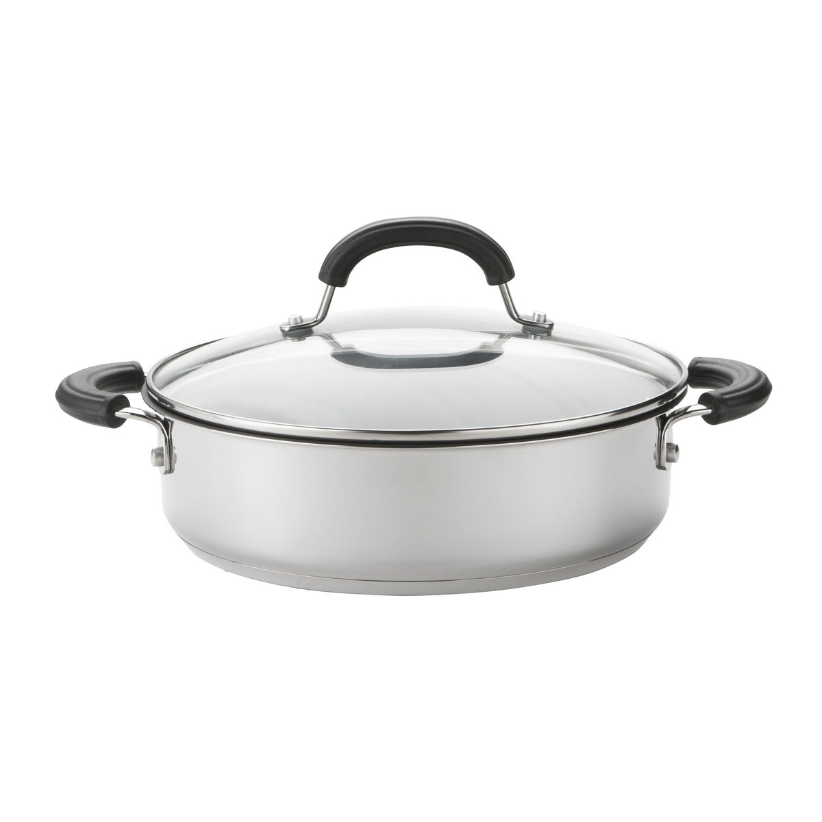 Total Non Stick Stainless Steel Induction Deep Paella Pan & Lid 2.8L 24cm