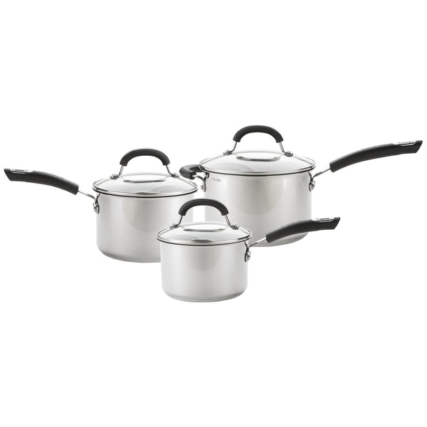 Stainless Steel Saucepan & Lid Set on white background