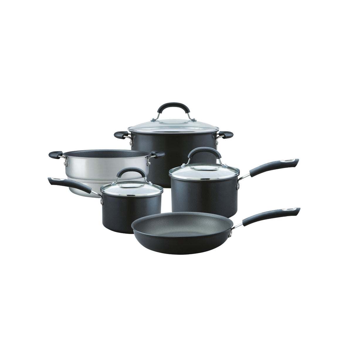 Total Non Stick Induction Saucepan Saucepot Steamer & Frying Pan Set 5 Pieces
