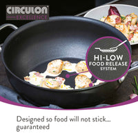 Circulon Excellence non stick chef pan with high low non stick technology. Designed for fearless cooking