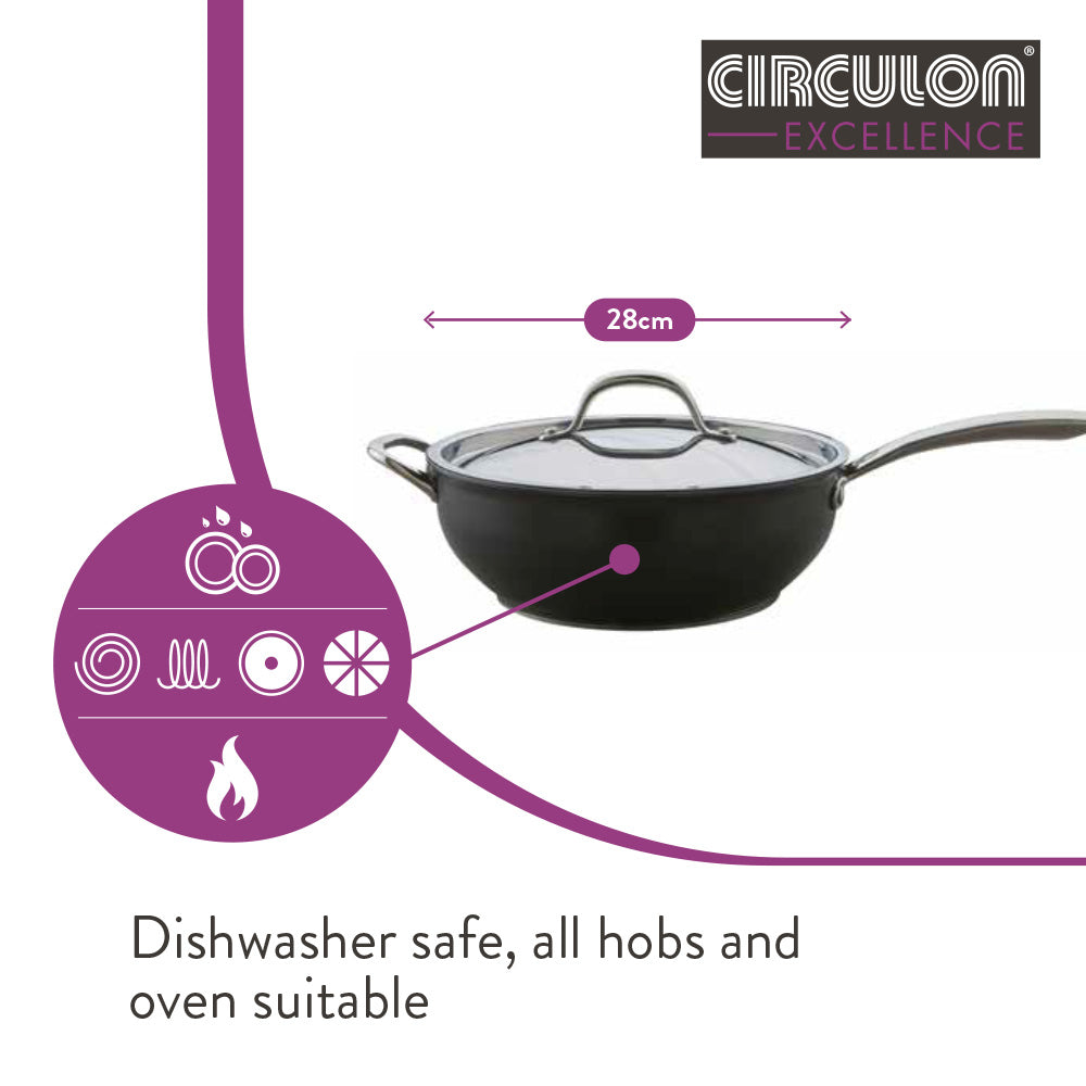 The Excellence non stick chef pan from Circulon is dishwasher safe, oven safe and all hob suitable