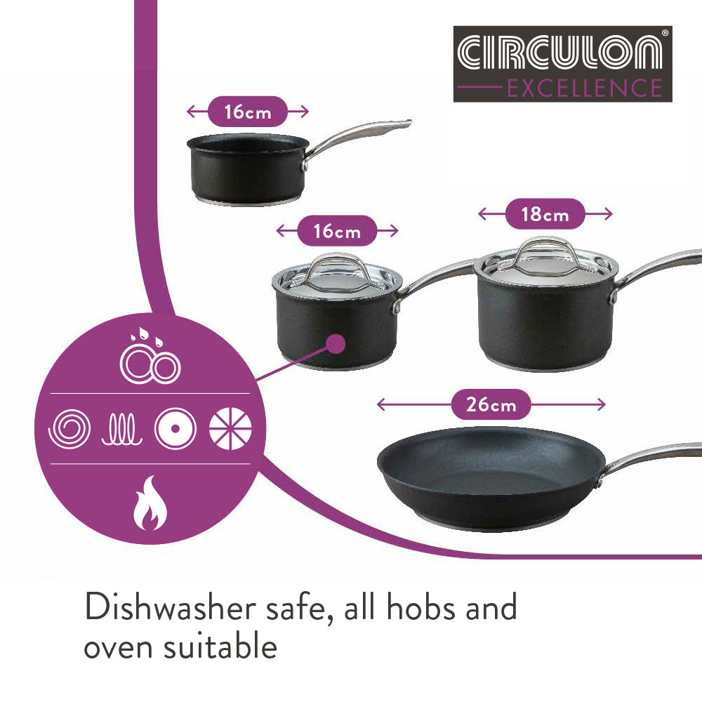 Circulon Excellence hard anodized 4 piece non stick cookware set