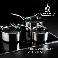 Metal utensils? Bring it on with Circulon's Steelshield stainless steel nonstick saucepan set.