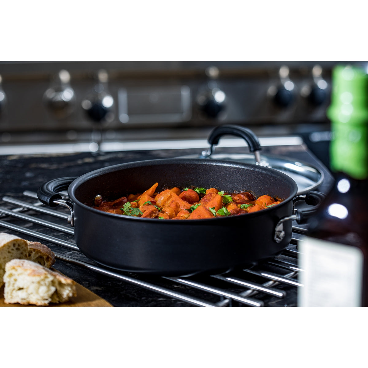 24cm anodized casserole dish is perfect for hob to oven cooking