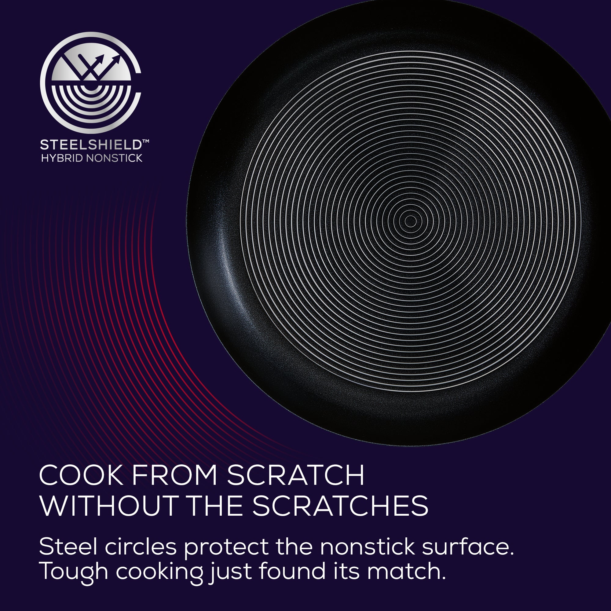 Stainless steel nonstick sauté pan from Circulon's SteelShield cookware range.  Cooks like steel, cleans like nonstick.