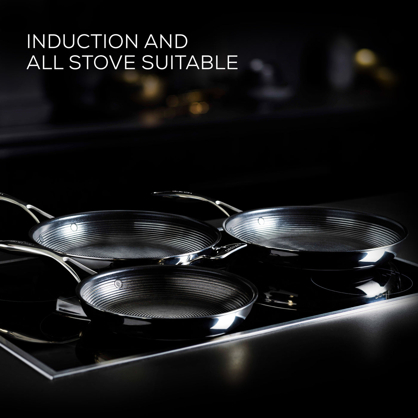 SteelShield™ Brushed Stainless Steel Hybrid Non-Stick Frying Pan, Saucepan, Stockpot, Sauté Pan & Utensil Set - 7 Pieces