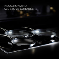 SteelShield™ Polished Stainless Steel Hybrid Non-Stick Twin Skillet Set - 22cm & 25cm